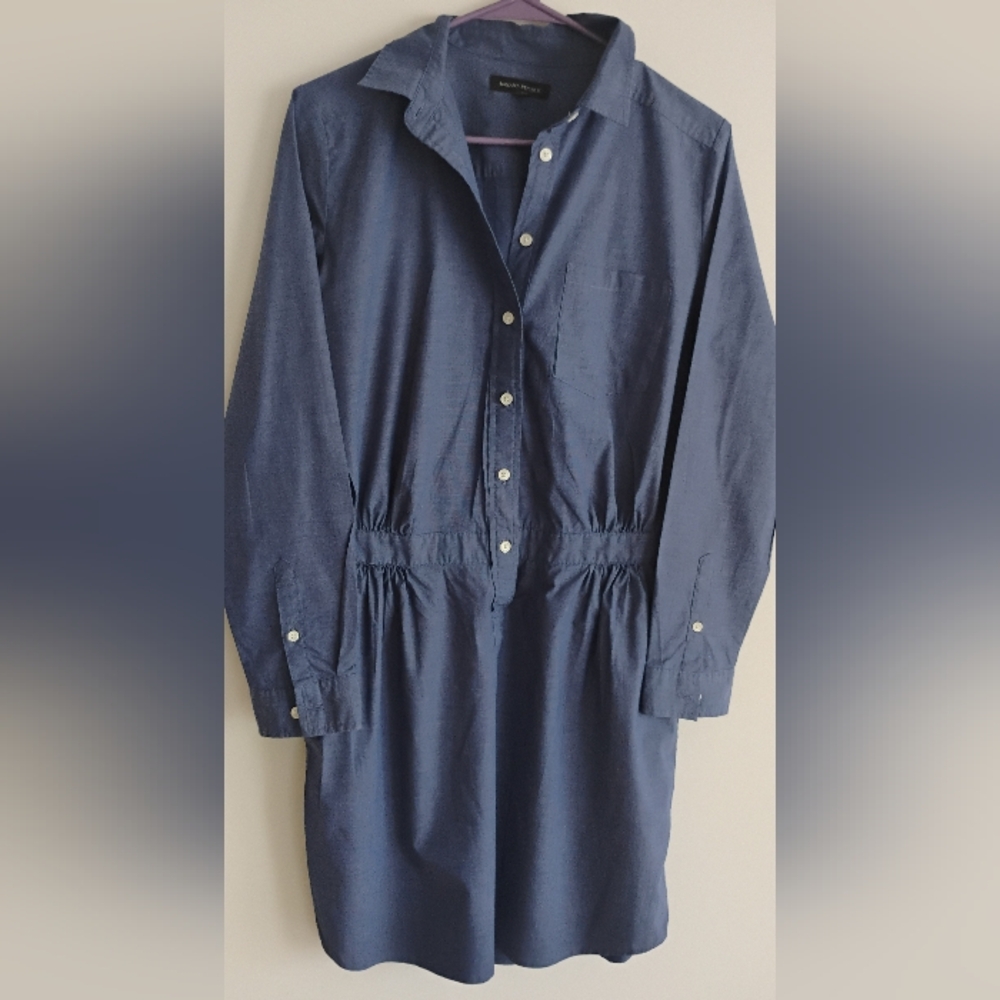 Banana Republic Blue Office Siren Work Interview  Button Up Shirt Dress SIZE 8